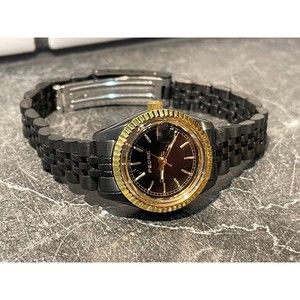 Ladies Black and Gold Tone Pedre Watch - New Battery